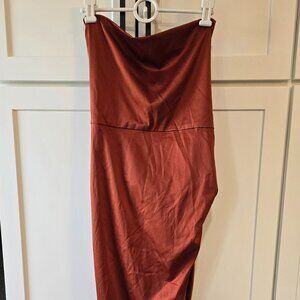 Marthea Backless High-Low dress NWT Tie back runched on one side dark copper